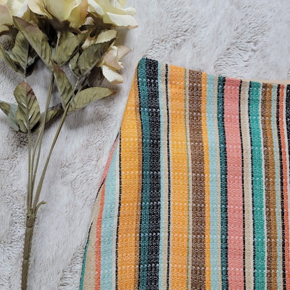 H&M Multicolor Vertical Stripe Fringe Hem Straight Mini Skirt Size US 6 - Picture 4 of 10